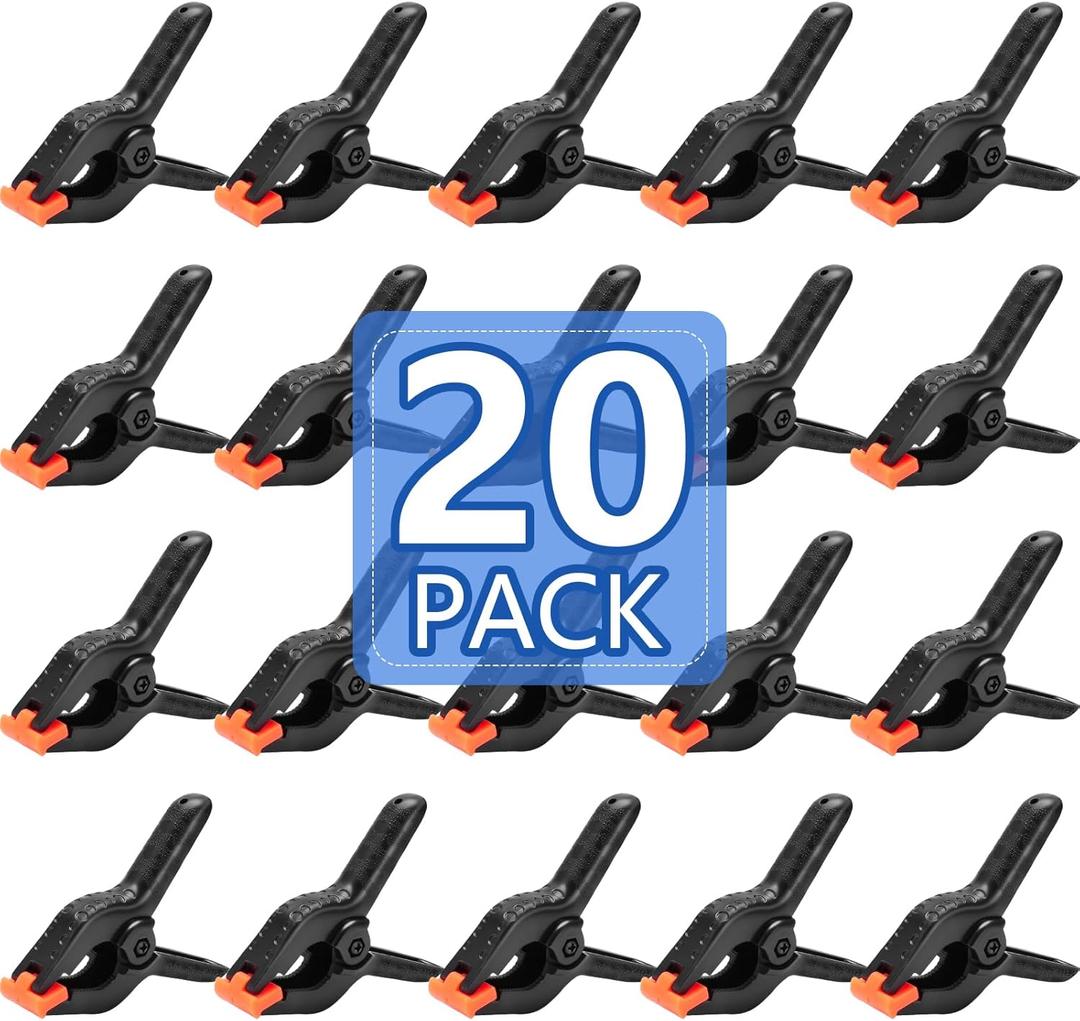 20 Pack 4.5 inch Plastic Spring Clamps, Black Heavy Duty Clips, Backdrop Clips, Woodworking Clamps, Plastic Clamps for Crafts, Backdrop Stand, Woodworking, Photography