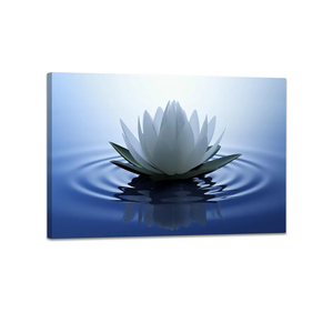 White Lotus Wall Art Canvas Pictures Print Spiritual Meditation Artwork Poster for Yoga Room Bathroom Zen Spa Photo Decor Framed Ready to Hang(16x24inch