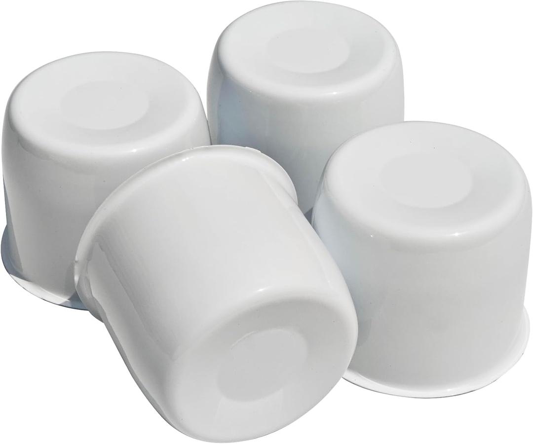 4Pcs White Trailer Wheel Hub Center Cap 4.25" Stainless Wheel Cover Rim Hubcap for Travel Trailer Camper RV (Fit 4.25" Bore 3.66" H White)