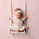 Newborn Photography Props Wooden Swing Posing Accessories Baby Photo Boy Girl Macrame Swing Vintage Posing Props