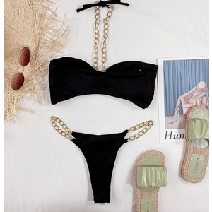 YAUASOPA Underwire Bikini Top V-Wired Ruched Swimwear Two Piece Gradient Bikini Sets Tie Side Bathing Suits S