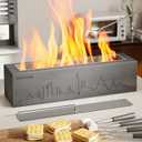 monTEK Tabletop Fire Pit, Concrete Table Top Firepit Indoor Outdoor Decor, Table Top Portable Rubbing Alcohol Fireplace Smores Maker Long Time Burning Smokeless for Patio Balcony with Extinguisher (City Design (without Flame Plate), Gray)