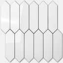 Vamos Tile Glossy White Backsplash Tile Peel and Stick, 12.8 x 12.8 Inch 10 Sheets Long Hexagon PVC Self Adhesive Mosaic Wall Tiles Stick on Backsplash for Kitchen and Bathroom