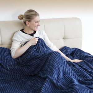 Heated Blanket - Queen Size Electric Blanket 84" x 90" Soft Flannel Heating Blanket with 10 Time Settings, 6 Heat Settings, Machine Washable with Over-Heat Protection (Navy Blue)