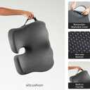 SitCushion Ergonomic Seat Cushion for Sciatica & Tailbone Pain Relief – Extra Large Memory Foam Office Chair Cushion for Long Sitting, Orthopedic Coccyx Cushion for Desk Chair, Car & Wheelchair(Black)
