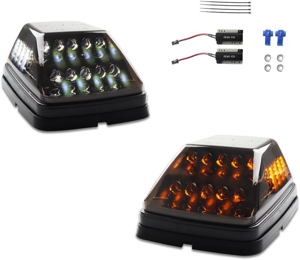 Front Turn Signal Light for 1990-2018 Mercedes Benz W463 G-Class G500 G550 G55 G63 AMG, White DRL Daytime Running Light, Dynamic Switchback Amber Turn Signal Lights Smoked Lens