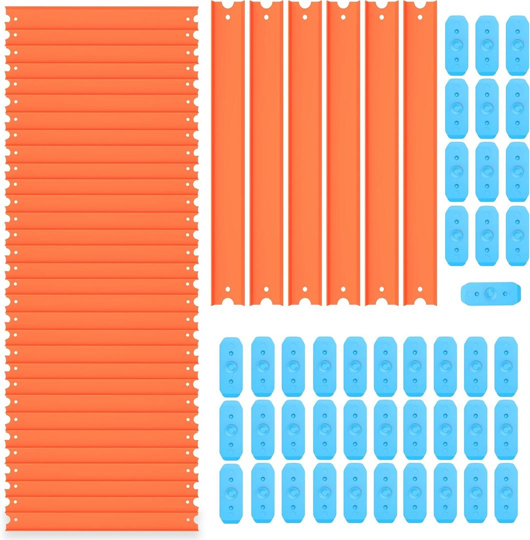 Replacement Track Set Builder Pieces for Hot Wheels Toy Cars 86-Piece Straight Track Set, Connectors Included, 40 Feet of Track