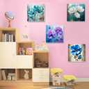 SYDYLH 6 Pack Paint by Numbers Kit for Adults/Kids, Easy Framed Adults Paint by Numbers Kits, DIY Simple Flowers Acrylic Oil Painting Number Kits for Home Wall Decor (8 x 8 Inch)