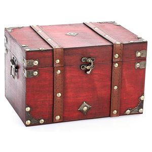 ELLDOO Vintage Treasure Chest, Pirate Keepsakes Box for Gifts, Wooden Storage Box Decorative for Jewelry Pearl Trinkets Cards, M