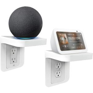 ALLICAVER Outlet Shelf, Bathroom Wall Holder with Built-in Cable Management, Wall Organizer for Smart Home Decor Space Saving Electric Toothbrush Use as Echo Holder (Vertical Decora&Duplex, 2, Pack)