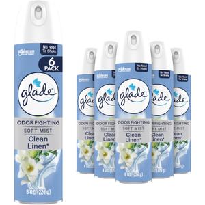 Glade Air Freshener Room Spray, Clean Linen Scent, Odor Fighting to Deliver Long Lasting Freshness, 8 Oz, 6 Count