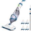 ENHULK Pool Vacuum for Above Ground Pools, 2025 Upgraded 13.4" Wide Head & Telescopic Pole, 18.5 GPM Suction, 60 Min Runtime, Cordless Handheld Rechargeable Pool Cleaner for Inground Pools (Blue)
