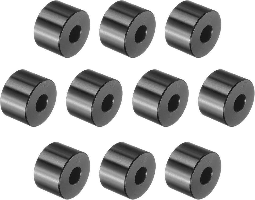 uxcell 10 Pcs Aluminum Spacer, 1/4" Bore x 3/4" OD x 1/2" Length Black Round Spacer Unthreaded Standoff Bushing Plain Finish Metal Spacers