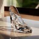 YF-ANEN Glass Crystal High Heels Bright Cool Glass Shoes Little Girl Birthday Decoration Party, Wedding Supplies Decorative (Transparent)