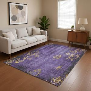 Addison Rugs Mayfield AMF1788 Purple 5' x 7'6" Indoor Premium Machine Washable Rug, Silky Soft, Easy Clean, Non Shedding, Bedroom, Living Room, Dining Room, Kitchen Rug