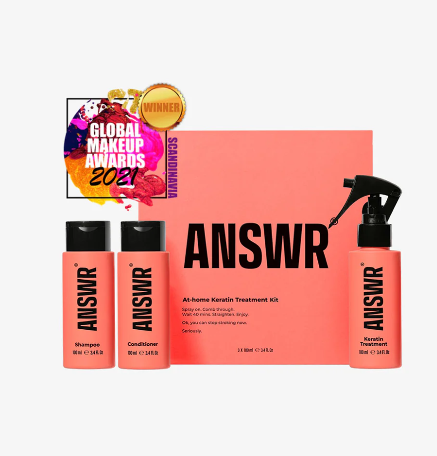 ANSWR At Home Brazilian Keratin Hair Treatment for All Hai Types - Deep Nourishment, Eliminates Frizz, Salon Results At Home, Sulfate-Free, Safe for Colored Hair, 90 Day Lasting results (Kit)
