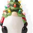 Casafield Ceramic Christmas Gnome Night Light - Green Tree Gnome Plug-in Vintage Christmas Decorative Night Light with 15 Bulbs and Star Topper