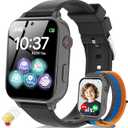 4G Kids Smart Watch for Boys Girls, Kid Watch Phone Ages 4-12 with Call, GPS, SOS, Video Call, Games, Camera, Alarm, Touchscreen Smartwatch for Children Birthday Gift (Includes SIM Card), Black