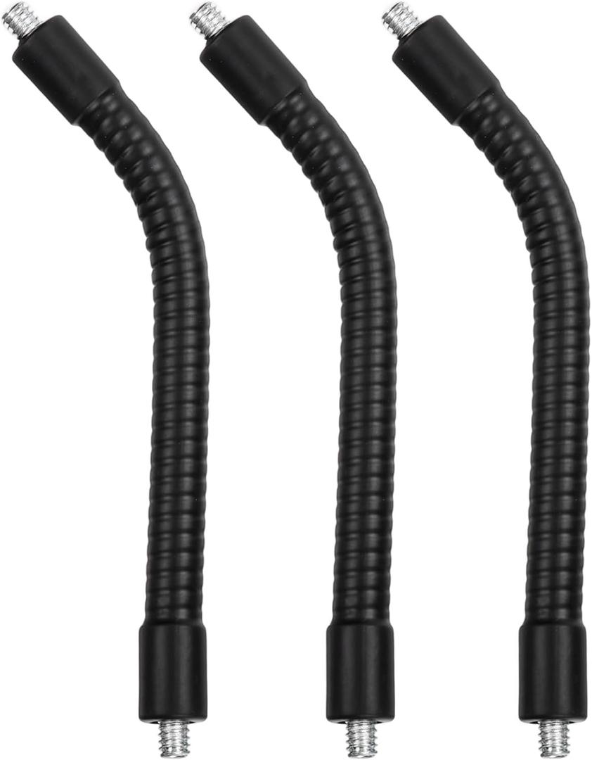 PATIKIL 6" Gooseneck, 3Pcs 1/4"-20 Male to Male Thread Metal Universal Hose Flexible Arm Gooseneck Tube Extension Holder for Action Camera, Phone, Microphone, Black
