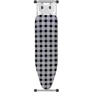 Ironing Board 13" X 43" W/Extra Thick Heavy Duty Padded Cover, Height Adjustable,Heat & Scorch Resistant Fabric, Anti-Skid Feet, Extra Wide, Easy to Fold Checkered Gray