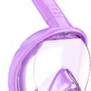 Kids Snorkel Mask Full Face, Snorkeling Gear for Kids 2-14 with Camera Mount, 180 Degree Panoramic View Snorkeling Set Anti-Fog Anti-Leak (Purple)