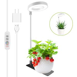 Grow Lights for Indoor Plants, Full Spectrum Halo Growing lamp with Detachable Base, Height Adjustable, 3 Colors, 10 Dimming, Automatic Timer, Plant Light for Succulents Small Plants (White-3.4in)
