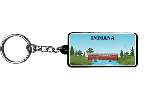 AMERICANPHOENIX Beautiful & Unique Indiana Keychain - USA Souvenir, Indiana State, Collectible Design, Flexible Silicone, Keyring Lanyard Accessory