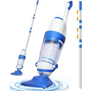 Cordless Pool Vacuum for Inground & Above Ground Pools: 23.8 GPM Powerful Stable Suction, Telescopic Pole up to 90.6", 60-Min Runtime, Extra-Large Filter & Rechargeable Pool Cleaner for Spas/Hot Tubs
