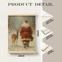 Evcprz Christmas Santa and Reindeer Wall Art Poster Hanger Frame, Rustic Christmas Decor, Winter Xmas Snowy Forest Hanging Canvas Prints Wall Art Decor for Home Living Room Bedroom, 12x16 Inch