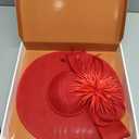 Unpifolov Fascinators Hats Elegant Women Flower Mesh Feathers Wedding Cocktail Bride Headband for Derby Hat Tea Party Red