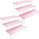 Acrylic Display Stand, 2PCS 3 Tier Pink Display Risers for Funko POP Figures, 9" Cupcakes Stand, Perfume Organizer, Riser for Display, Dessert Stand, Ornament Display Stand