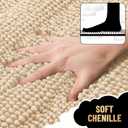 OLANLY Thick Large Bathroom Rugs 40x32, Extra Soft Absorbent Chenille Striped Bath Rugs, Rubber Backing, Machine Wash Dry, Bath Mats for Bathroom Floor, Tub and Shower, Home Decor Accessories, Beige
