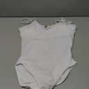 ZAFUL Women's One Piece Swimsuit Ribbed Open Back Bathing Suit Tummy Control Scoop Neck Adjustable Straps High Cut Swimwear (X-Small, White)