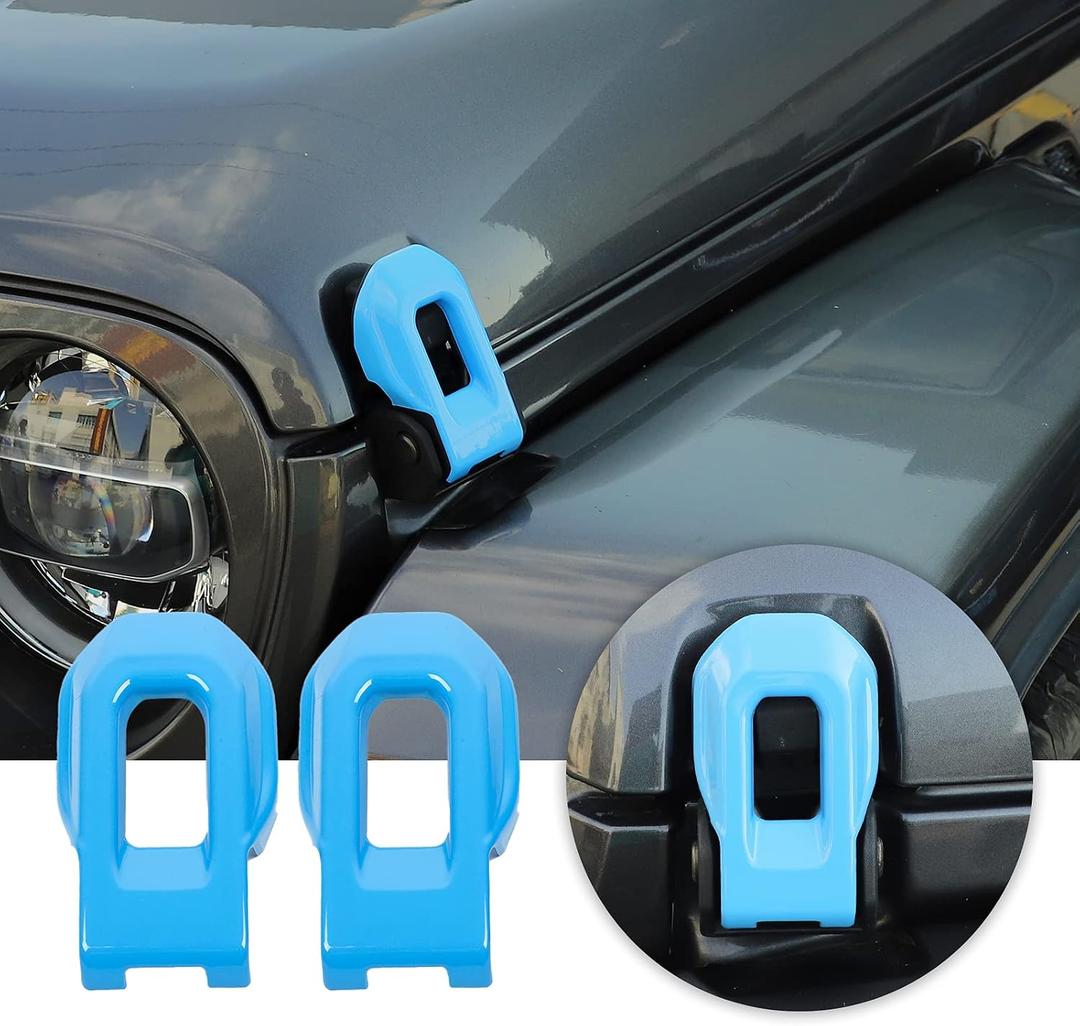 Voodonala for Jeep JL ABS Hood Latches Engine Buckle Bonnet Fastener Engine Cover Decor Trim Protction Cover for 2018-2026 Jeep Wrangler JL JLU Gladiator JT Exterior Accessories Blue 2pcs