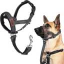 ANDA Ultra-Light No-Pull Gentle Leader for Dogs Headcollar: Adjustable, Breathable Comfort, Prevents Explosive Rushes, Ideal for Daily Use (Black, Size 1)( Snout 7.5-9.5 in/Neck 14.0-16.5 in))