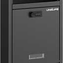 Uniclife Wall Mount Mailbox for Outside, Large Locking Mailbox with Combination Lock, Security Mail Box for House, Safe Key Drop Box, Post Box, Steel Cash Drop Box for Home Office School, Black
