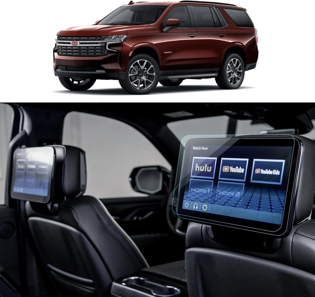 2PCS Matte Screen Protector for 2021-2023 Chevy Tahoe Suburban&GMC Yukon Denali 2021-2024 2025 Cadillac Escalade Accessories 12.6 Inch TV DVD Rear Seat Media Protector Tempered Glass