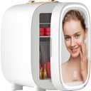 LIGIANT DF01A Skincare Fridge, With 3-Level Dimmable LED Light Mirror, Low Noise 4L Makeup Fridge for Skincare, Cooler & Warmer, Portable Design for Multiple Uses - Bedroom, Office, and Car