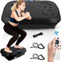 Vibration Plate, Exercise Machine Vibration Plate for Lymphatic Drainage Weight Loss, Waver Vibration Plate 330lbs Capacity 6 Preset Modes 120 Level with Loop Belt (Black)