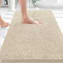 OLANLY Bathroom Rugs 30x18, Extra Soft Absorbent Chenille Bath Rugs, Rubber Backing Quick Dry, Machine Washable Bath Mats for Bathroom Floor, Tub and Shower, Home Decor Accessories, Sand