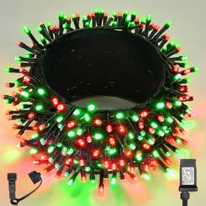 WBao Christmas Lights Indoor Outdoor 500LED 174ft, Super Bright LED Christmas String Lights with UL Certified, 8 Lighting Modes, Timer, Memory & Waterproof for Trees, Patio, Party Decor, Red Green