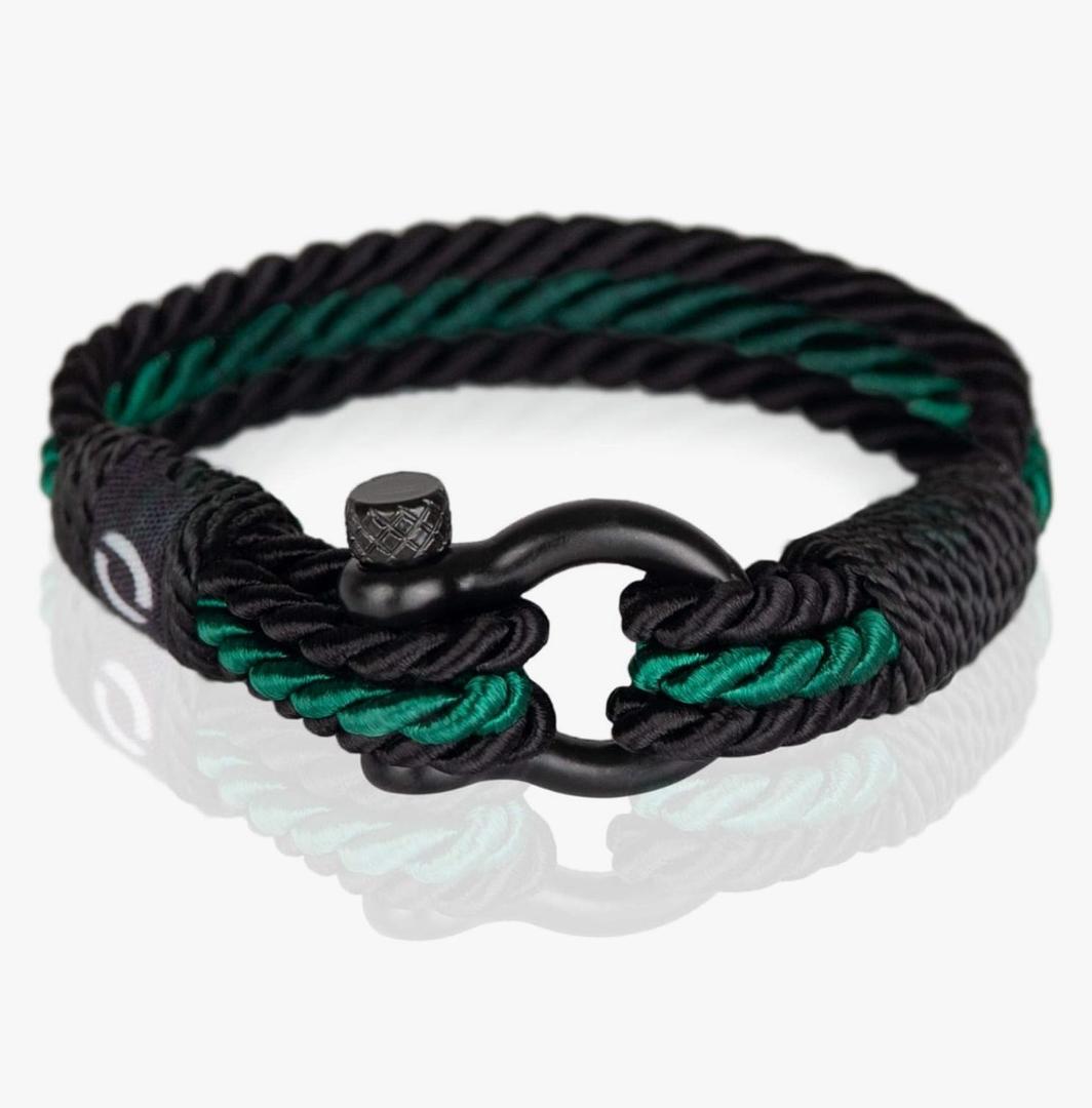 Mens Rope Bracelet - Stainless Steel Black Shackle, Extremely Durable and Scratch Resistant Waterproof Paracord, Handmade, Nautical Wristband for Men B-2-9 Pack of 2