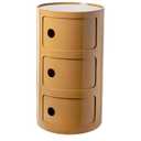 3 Tier Round Nightstand with Drawer, Ginger Yellow Round Side Table Small Plastic Storage End Table Suitable for Bedroom, Living Room, Bathroom (Ginger Yellow)