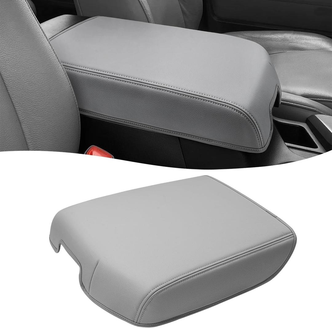 Center Console Cover for Toyota Tundra Accessories 2007-2013 & Toyota Sequoia 2008-2022, Vinyl Leather Car Armrest Protector, Anti-Scratch, Gray