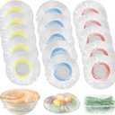 Plastic Bowl Covers Elastic Reusable Fresh Keeping Bags/100ps, Plastic Food Cover Stretch, Reusable Bowl Covers for Bread Proofing