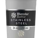 BlenderBottle Strada Shaker Cup Insulated Stainless Steel Water Bottle with Wire Whisk, 24-Ounce, Grey