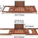 VaeFae Premium Teak Bathtub Tray, Expandable Wooden Bath Tray for Tub, Luxury Bathtub & Bathroom Accessories, Great House Warming, Anniversary & Wedding and Birthday Gifts (Free Teak Body Brush)