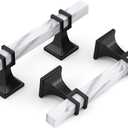 Haliwu 10 Pack 3 inch White Marble Grain Kitchen Cabinet Pulls Black Dresser Drawer Handles, 2 Tone Square Hardware