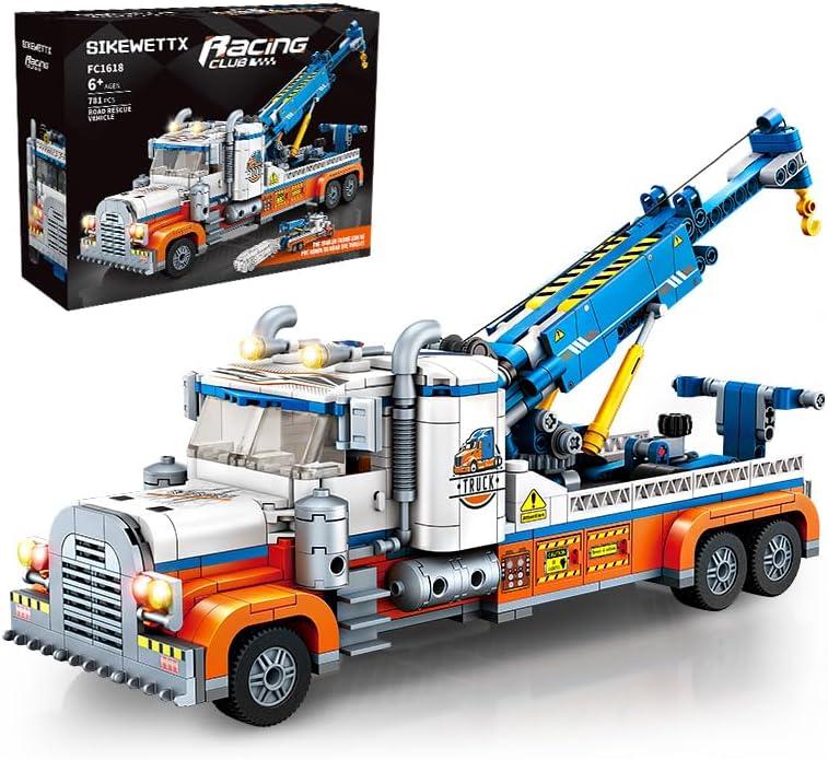 Tow Truck Building Kit 781 PCS, Crane Semi and Trailer Car Transporter, Construction Vehicles Building Blocks Set, Rescue Cars Compatible with Lego Truck, Gift for Boys Age 6-12 8-14 & Girls