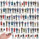Juexica 200 Pcs 1: 75 Scale Mini People Figurines Model Trains Architectural Painted People Figures Tiny Plastic Miniature Figurines Sitting Standing Model for Miniature Scenes Museum Project